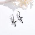 wholesale 925 Sterling Silver Cross & Rose CZ Dangle Drop Earrings for Women Girls-0-2