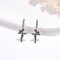 wholesale 925 Sterling Silver Cross & Rose CZ Dangle Drop Earrings for Women Girls-0-3