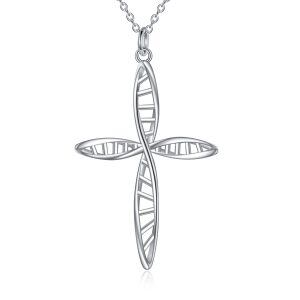 Sterling Silver Spiral Cross Pendant Necklace for women-0