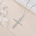 wholesale 925 Sterling Silver DNA Strand Cross Pendant Necklace for Women and Girls-0-4