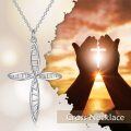 wholesale 925 Sterling Silver DNA Strand Cross Pendant Necklace for Women and Girls-0-5