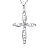 wholesale 925 Sterling Silver DNA Strand Cross Pendant Necklace for Women and Girls- Rhodium Plated
