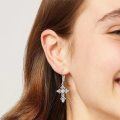 wholesale 925 Sterling Silver Cross Shape Cubic Zirconia Drop Earrings-0-2