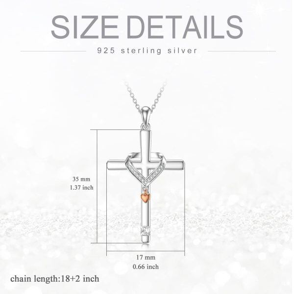 Sterling Silver Heart Cross Pendant Necklace for women-1