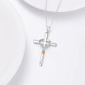 wholesale 925 Sterling Silver Women's Cross with Heart and Cubic Zirconia Pendant Necklace Gift for Her-0-4