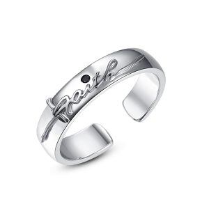 Sterling Silver Faith Cross Rings for men-0