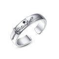 wholesale 925 Sterling Silver Faith Adjustable Ring with Black Stone - Lucky Protection Jewelry for Men & Women-0-0