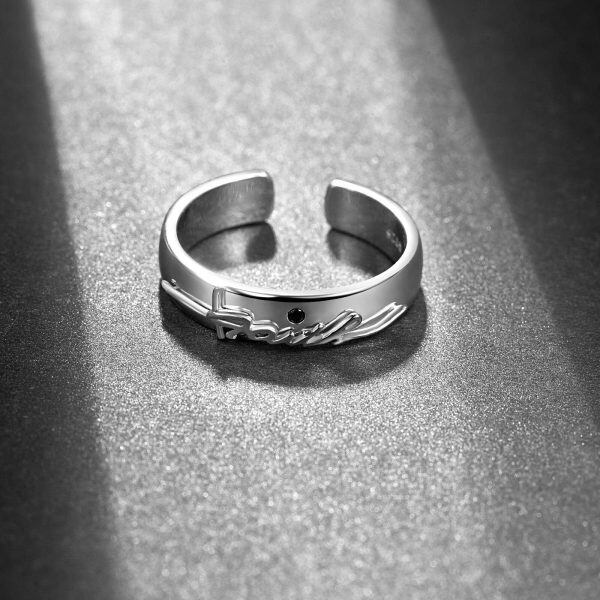 Sterling Silver Faith Cross Rings for men-4