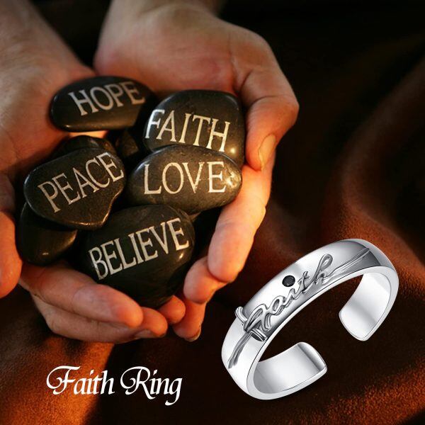 Sterling Silver Faith Cross Rings for men-5