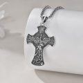 wholesale 925 Sterling Silver Celtic Knot Cross Pendant Necklace with Detailed Design and Chain for Women-0-3