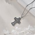 wholesale 925 Sterling Silver Celtic Knot Cross Pendant Necklace with Detailed Design and Chain for Women-0-4