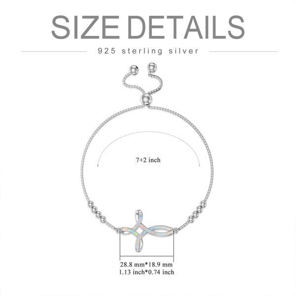 Sterling Silver White Opal Celtic Cross Chain Bracelets for women-1