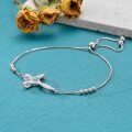 wholesale Sterling Silver Opal Beaded Celtic Cross Adjustable Bracelet for Women Girls - Rhodium Plated-0-3
