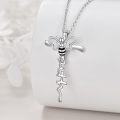 wholesale 925 Sterling Silver Bee Cross Pendant Necklace for Women Mom Wife Mother's Day Birthday Gift-0-3