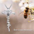 wholesale 925 Sterling Silver Bee Cross Pendant Necklace for Women Mom Wife Mother's Day Birthday Gift-0-5