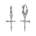 wholesale 925 Sterling Silver Nail Design Cross Huggie Hoop Earrings for Women - Vintage Gothic Jewelry-0-0
