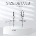 wholesale 925 Sterling Silver Nail Design Cross Huggie Hoop Earrings for Women - Vintage Gothic Jewelry-0-1