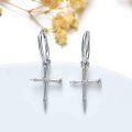wholesale 925 Sterling Silver Nail Design Cross Huggie Hoop Earrings for Women - Vintage Gothic Jewelry-0-5
