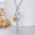 wholesale 925 Sterling Silver Rose Cross Pendant Necklace for Women Christian Gifts with Infinity Love Message and Gift Box-0-3