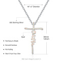 wholesale 925 Sterling Silver White Fire Opal Faith Cross Pendant Necklace for Women Christian s-0-1