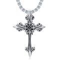wholesale 925 Sterling Silver Gothic Black Stone Vintage Cross Pendant Necklaces for Men/Women Retro Punk s-0-0