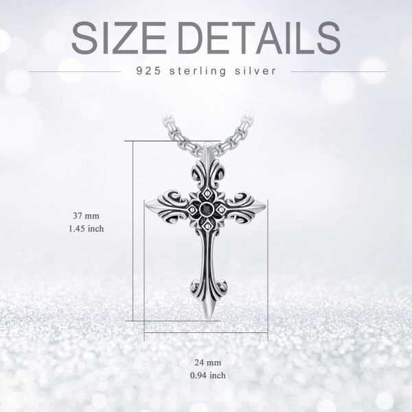 Sterling Silver Tree of Life Cross Pendant Necklace with Stainless Steel Chain for men-1