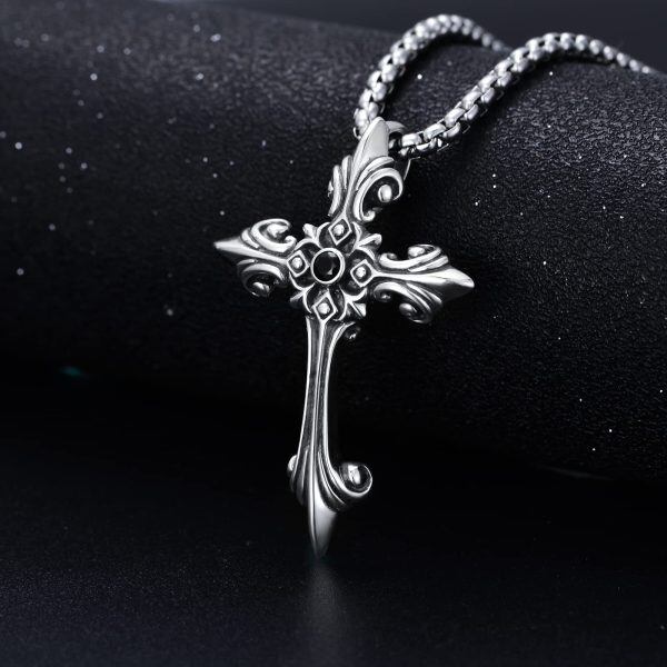 Sterling Silver Tree of Life Cross Pendant Necklace with Stainless Steel Chain for men-3