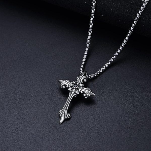 Sterling Silver Tree of Life Cross Pendant Necklace with Stainless Steel Chain for men-4