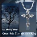 wholesale 925 Sterling Silver Gothic Black Stone Vintage Cross Pendant Necklaces for Men/Women Retro Punk s-0-5