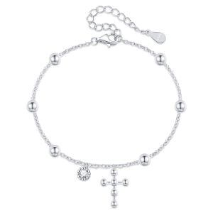 Sterling Silver Ball Cross Twist Link Chain Bracelets for women-0