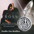 wholesale 925 Sterling Silver Round Leaf & Cross Memorial Cremation Jewelry Pendant Necklace for Ashes-0-6