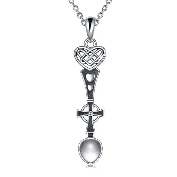 Sterling Silver Spoon Cross Pendant Necklace for women-0