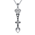 wholesale 925 Sterling Silver Celtic Heart Cross Spoon Pendant Necklace for Women and Men-0-0