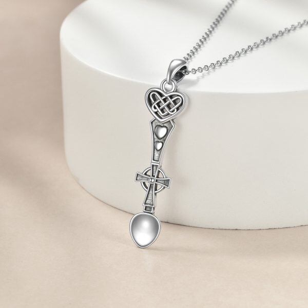 Sterling Silver Spoon Cross Pendant Necklace for women-3