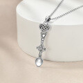 wholesale 925 Sterling Silver Celtic Heart Cross Spoon Pendant Necklace for Women and Men-0-3