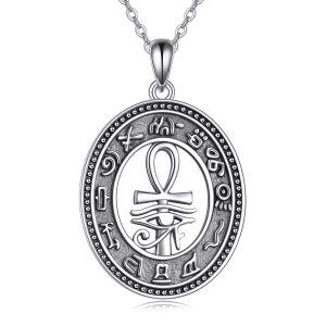 Sterling Silver Eye of Horus Ankh Cross Pendant Necklace for women-0