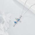 wholesale 925 Sterling Silver CZ Hummingbird & Lotus Cross Pendant Necklaces for Women Girls Mothers' Day Gifts-0-4