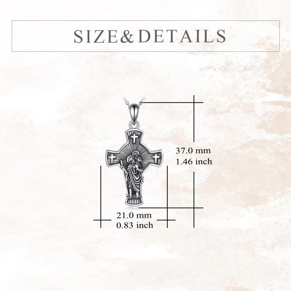 Sterling Silver Saint Christopher Cross Pendant Necklace for women-1