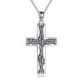 wholesale 925 Sterling Silver Twisted Rope Design Cross Pendant Necklace for Women and Men-0-0