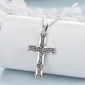 wholesale 925 Sterling Silver Twisted Rope Design Cross Pendant Necklace for Women and Men-0-3