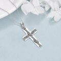 wholesale 925 Sterling Silver Twisted Rope Design Cross Pendant Necklace for Women and Men-0-4