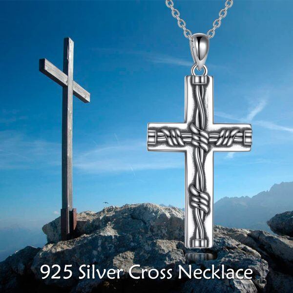 Sterling Silver Twist Cross Pendant Necklace for women-5