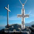 wholesale 925 Sterling Silver Twisted Rope Design Cross Pendant Necklace for Women and Men-0-5