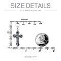 wholesale 925 Sterling Silver Crucifix Necklace with Black Enamel and Ornate Design - Catholic Pendant  for Men & Women-0-1