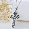 wholesale 925 Sterling Silver Crucifix Necklace with Black Enamel and Ornate Design - Catholic Pendant  for Men & Women-0-4