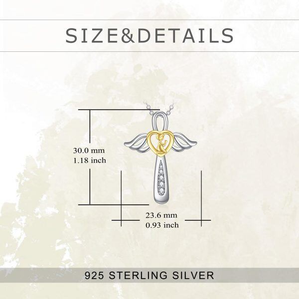 Sterling Silver Angel Cross Necklace for Boys-1