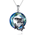 wholesale 925 Sterling Silver Blue Crystal Killer Whale Necklace - Ocean Animal Jewelry-0-1