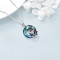 wholesale 925 Sterling Silver Blue Crystal Killer Whale Necklace - Ocean Animal Jewelry-0-3