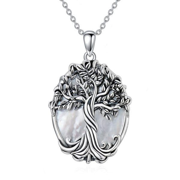 Sterling Silver Pearl Tree Of Life Pendant Necklace For Women-0