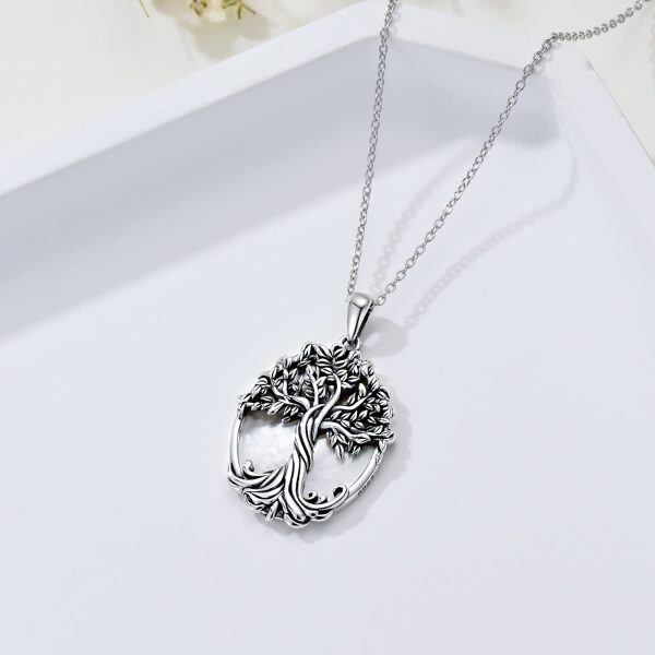 Sterling Silver Pearl Tree Of Life Pendant Necklace For Women-3